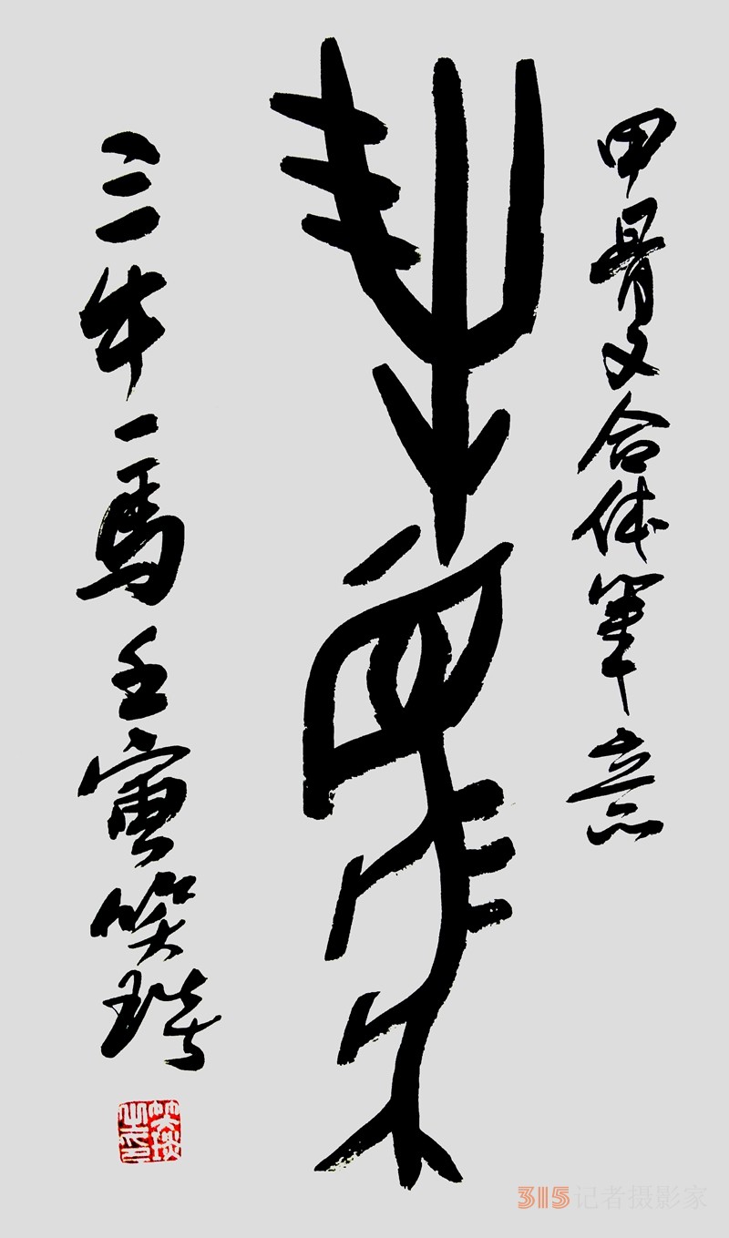 笑琰（靳新國(guó)）甲骨文合體字書法欣賞